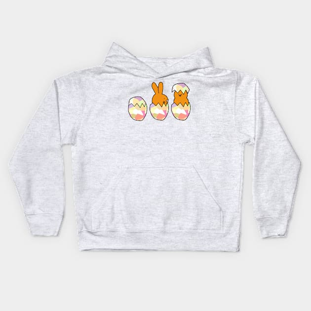 Funny Animals Eggs Easter Bunny and Baby Chick Kids Hoodie by ellenhenryart